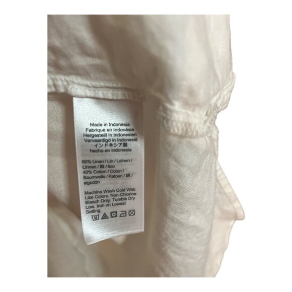 J.Crew Beachwear Linen Cotton Button Front Tunic Top L White Long Sleeve - Picture 5 of 7